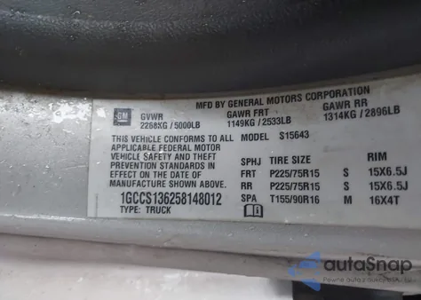 2005 Chevrolet Colorado Ls z USA, uszkodzony, nr VIN 1GCCS136258148012